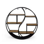 GDF Studio Circular Iron Floating Shelf, 6.50" x 34", Black