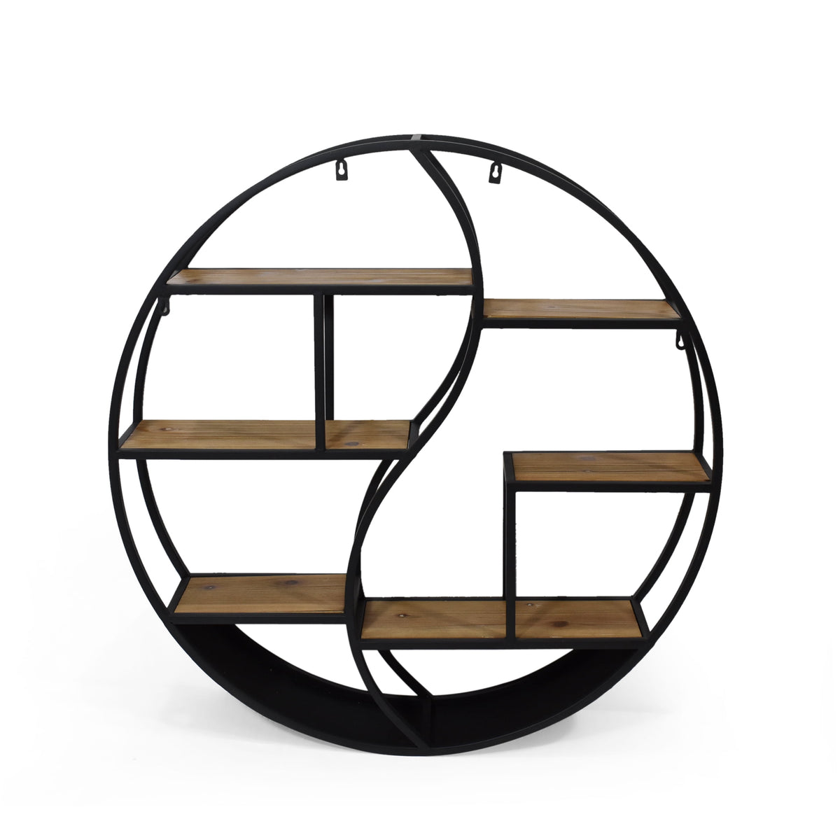 GDF Studio Circular Iron Floating Shelf, 6.50" x 34", Black