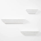 Gallery Solutions Traditional Distressed White 3 Piece Floating Ledge Shelf Set