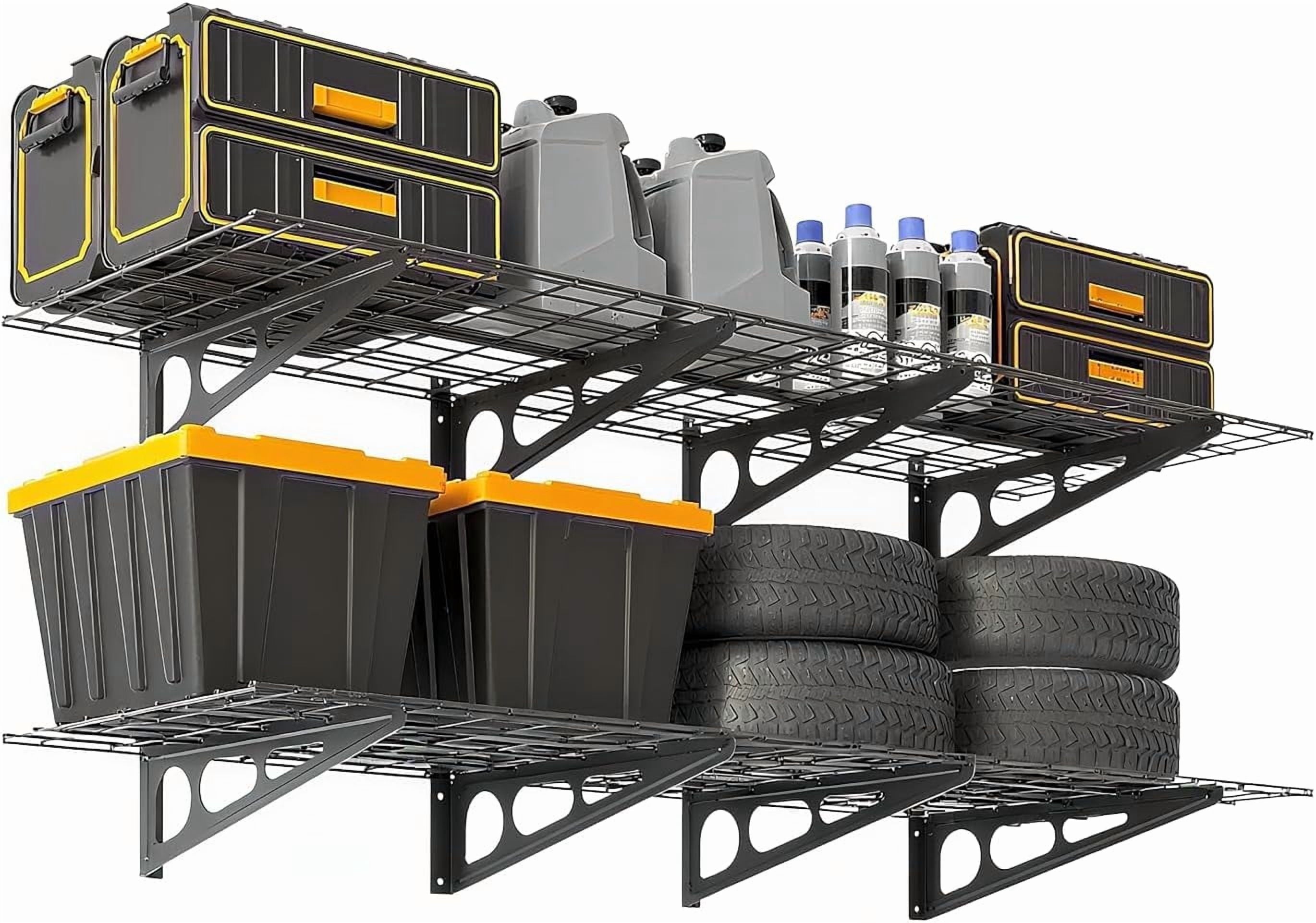 Garvee 2 Pack 2x6Ft Garage Storage Shelving Wall Mounted, 24-Inch-By-72-Inch 1600 Lbs Heavy Duty Storage Shelves, Wall Shelve Garage Storage Rack Floating Shelves Organization for Warehouse, Laundry