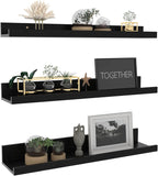 Giftgarden 36 inch Floating Shelves Set of 3, Wall Mounted Picture Ledge Shelf for Home, Office, Bedroom, Living Room, Kitchen Decor, Black