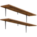 HOOBRO Set of 2 39.4-Inch Floating Wall Shelves with Metal Brackets, Rustic Brown
