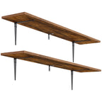 HOOBRO Set of 2 39.4-Inch Floating Wall Shelves with Metal Brackets, Rustic Brown