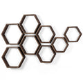 Hexagon Floating Shelves Set of 8 Honeycomb Shelves for Wall, Brown