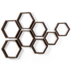 Hexagon Floating Shelves Set of 8 Honeycomb Shelves for Wall, Brown