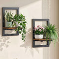Housolution 3 Pack Floating Shelves for Wall Plant, Hanging Planter Shelf Holder for Indoor Plants, Space Saving Wall Mounted Decor for Living Room, Window, Apartment