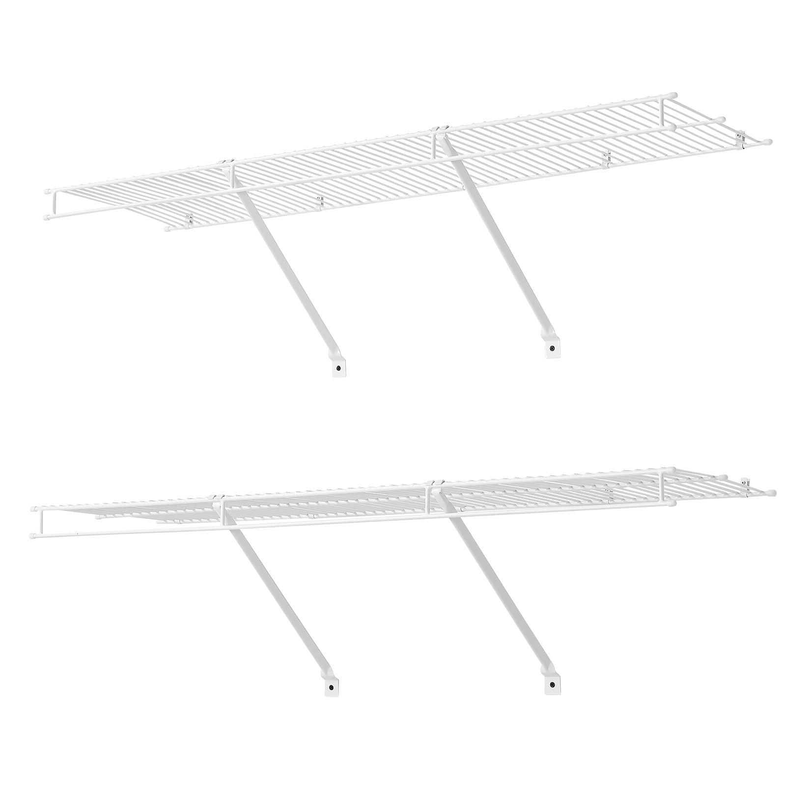 KFFKFF Wire Shelf Kit, 4 ft, Set of 2, Wall-Mounted Storage Shelves, Durable Carbon Steel Construction with Protective Coating, Floating Shelves for Closet, Bedroom, Living Room, Office, or Pantry