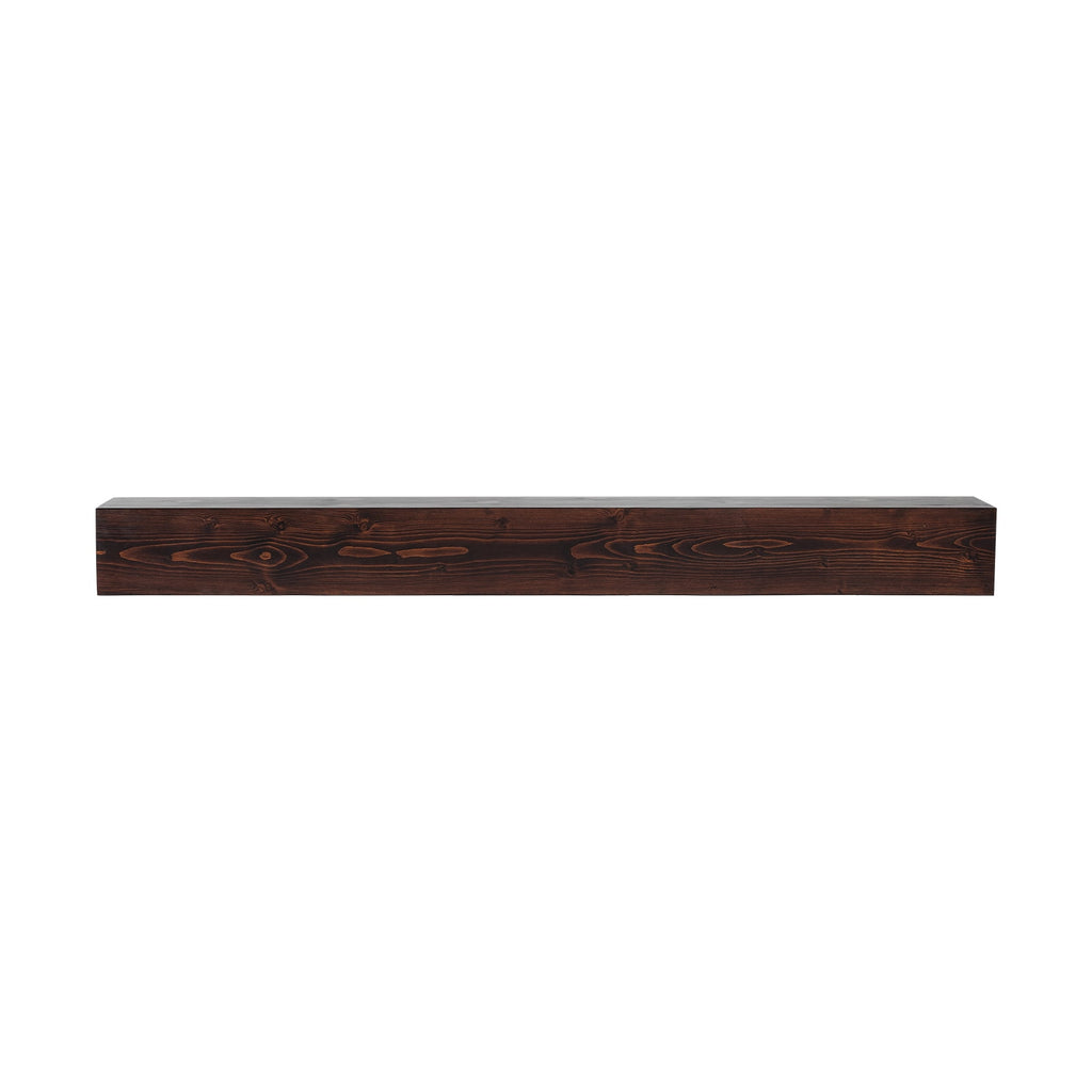 KFFKFF Wooden Fireplace Mantel, 60" x 8" x 6", 50 lbs Load Capacity, Natural Wood Shelf for Fireplace or Wall, Wall-Mounted Floating Farmhouse Design, Handcrafted Rustic Brown Mantel for Home Decor