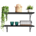 Kaboon 36 inch Long 10 inch Deep Floating Shelves for Wall Set of 2, Large Open Shelves Wall Mounted, Space Saving Home and Commercial Use, Dark Walnut