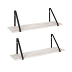 Kate and Laurel Soloman Wooden Floating Wall Shelves, Set of 2, White and Black, Decorative and Functional Floating Shelf for Storage and Display on Wall