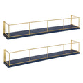 Kate and Laurel Benbrook 24 inch 2-Pack Wood and Metal Floating Wall Shelves, Blue and Gold