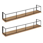 Kate and Laurel Benbrook 24 inch 2-Pack Wood and Metal Floating Wall Shelves, Rustic Brown and Black