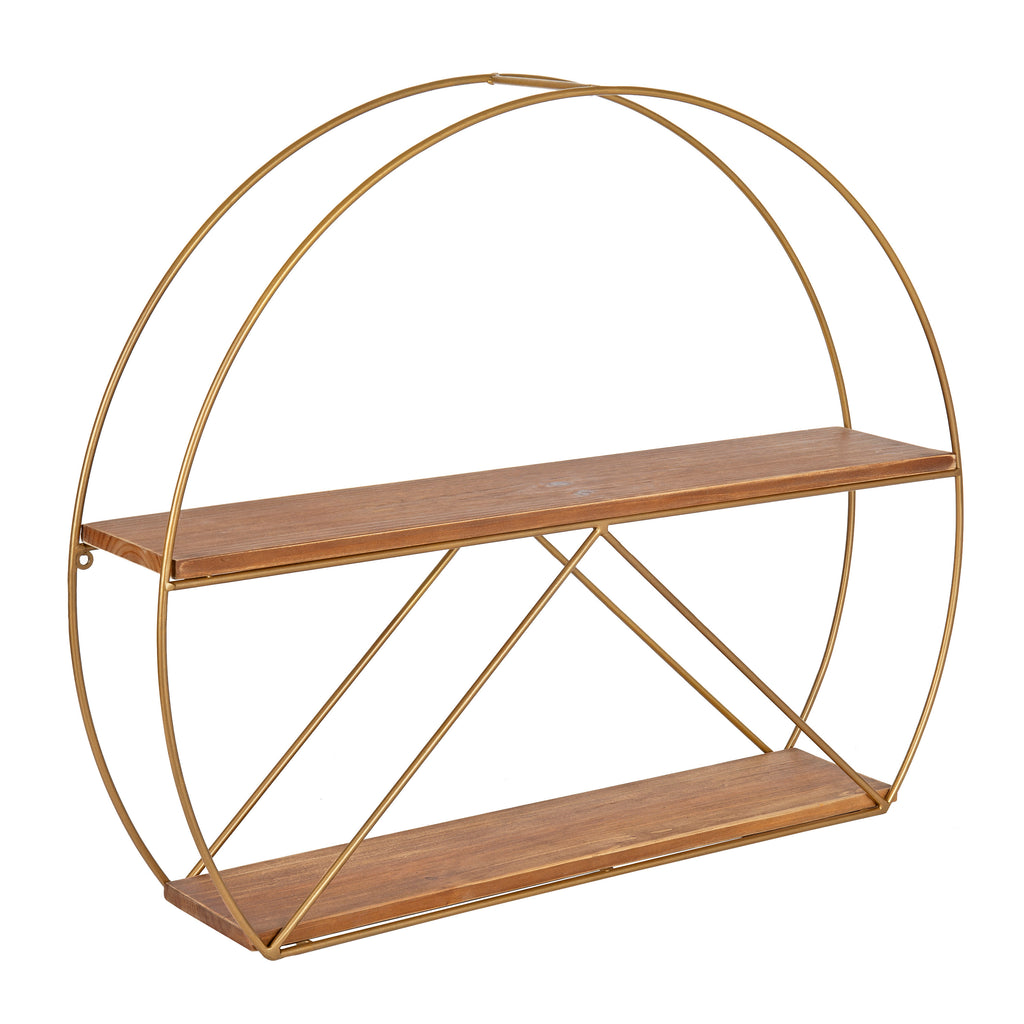 Kate and Laurel C-Shape Floating Shelves, 5.12" x 25.98", Brown