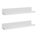 Kate and Laurel Mezzo Modern Metal Floating Shelves, Set of 2, 24, White, Photo Display Ledge