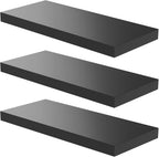 LANDMOK 12.7 Inch Deep Floating Shelf, 24 x12 Inch Large Wall Mounted Shelf for Kitchen, Bathroom, Living Room, White (2 Pack)