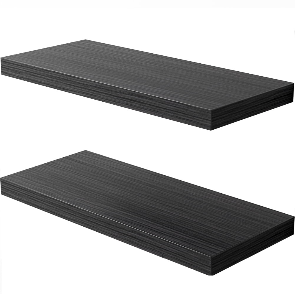 LANDMOK 12.7 Inch Deep Floating Shelf, 24 x12 Inch Large Wall Mounted Shelf for Kitchen, Bathroom, Living Room, White (2 Pack)