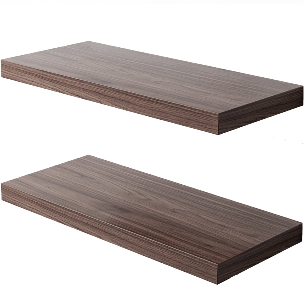 LANDMOK 12.7 Inch Deep Floating Shelf, 24 x12 Inch Large Wall Mounted Shelf for Kitchen, Bathroom, Living Room, White (2 Pack)