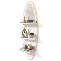 LEFINITO Surfboard Shaped LED Mirrored Floating Wall Storage Shelf, White Wall Shelf with Light for Home Decor