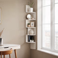 LEDREM Floating Corner Shelf - 5-Tier Wall Mount Bookshelf, Space-Saving Design, 13.2lb Capacity per Shelf, Cloud White