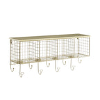 Linon Four Cubby Metal Wall Shelf in Gold