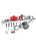 M optimized Commercial NSF Stainless Steel Shelf Wall Mount Floating Hanging Rack for Storage and Organization with S Hooks for Home Kitchen, Restaurant & Hotel