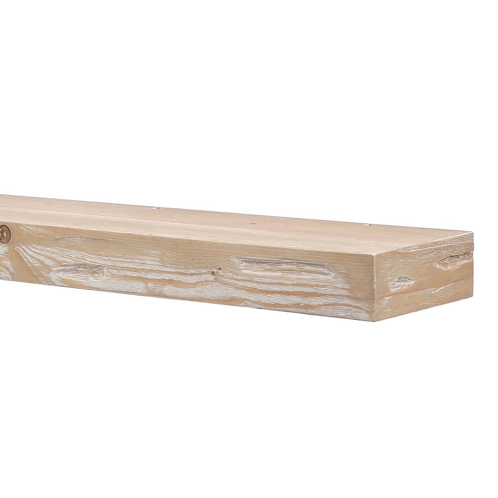 Mantels Direct - Dakota Pine Wood Whitewash Floating Shelf, Box-Constructed Wood  with 8" Depth, Sturdy 60 x 3-Inch Wood Floating Mantel