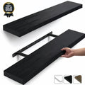 MEHOOM 36" Rustic Solid Wood Floating Shelves for Wall Set of 2, Brown Book Shelves,Wall Shelves for Bathroom,Bedroom,Living Room,Kitchen,Study Room, Kids Room, Farmhouse Decor