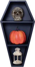 Manny's Mysterious Oddities Black Coffin Shelf - Spooky Gothic Decor for the Home-Floating Wooden Shelf for Wall or Table Top