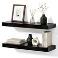 Mifurn Walnut 23.6'' Floating Shelves for Wall, Set of 2 Wall Mounted Wood Shelves for Bedroom, Bathroom, Kitchen