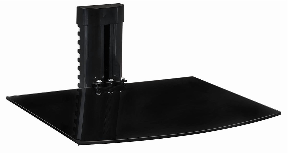 Mount-It! Floating Wall Mounted Shelf Bracket Stand 1 Shelf Tinted Tempered Glass Black