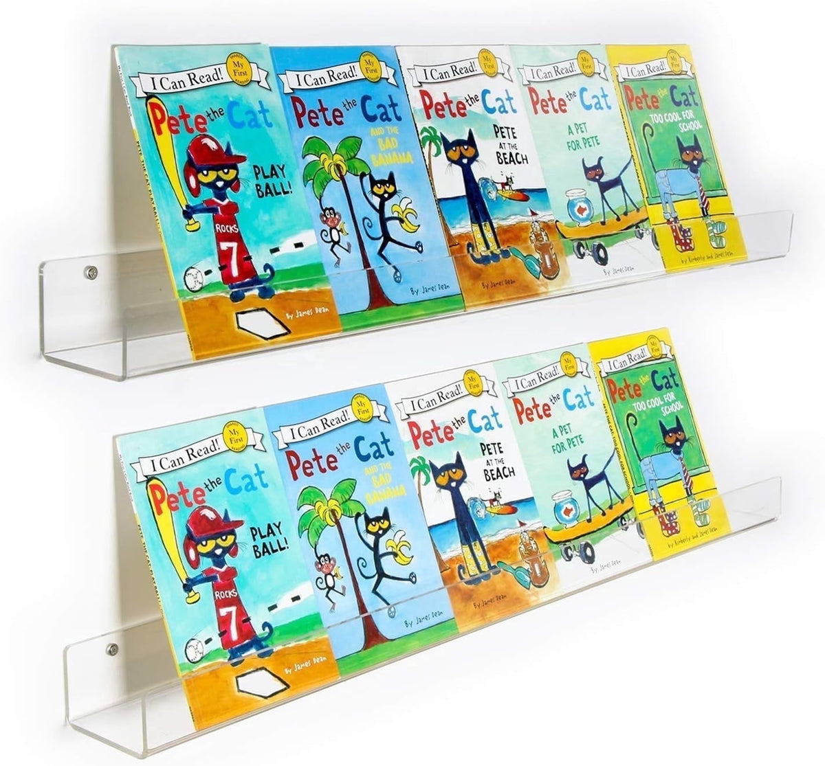 NIUBEE 2 Packs Acrylic Floating Bookshelves for Kids, 36 Inch Clear Wall Floating Shelves, Invisible Wall Bookshelves Ledge Book Shelf, Thicker with Free Screwdriver