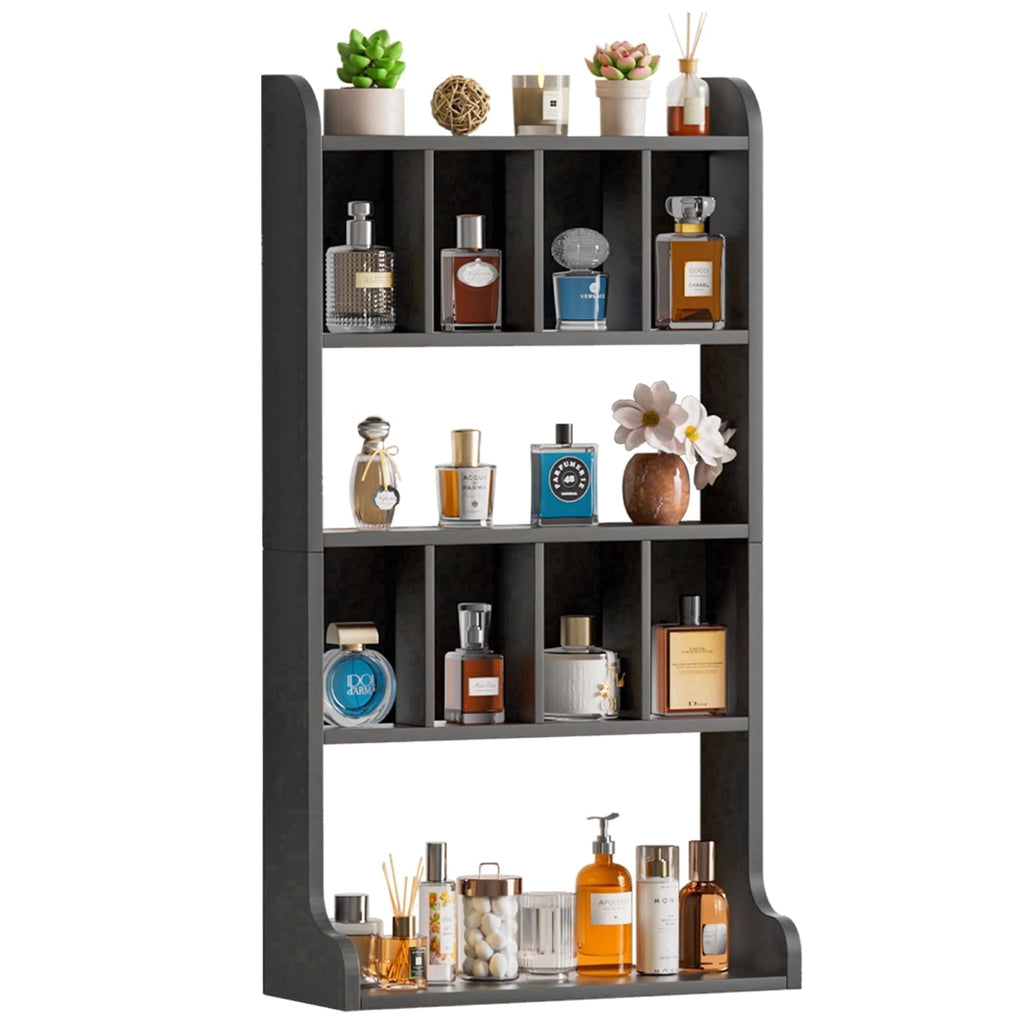 Olakee Wall Mount Perfume Organizer & Large Cologne Display Case, Wood, Black