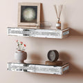 SHYFOY 15"x5.9" Glitter Glass Mirrored Floating Shelves (Set of 2)