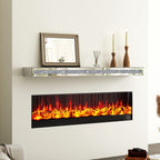 SHYFOY 48" Fireplace Mantel Mirrored Floating Shelf with Faux Diamond Inlay Accent Shelf for Wall Decor