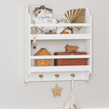 STAROUS 2-Tier Hanging Bookshelves for Wall Decor and Storage Floating Nursery Book Shelves with Hooks, Wall Mounted Baby Book Shelf