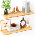 Seasonwood Rustic Farmhouse Floating Wall Shelf, 24 inch Live Edge Pine Wood Wall Mounted Shelf for Bathroom Living Room Bedroom Kitchen, Natural, 2pcs