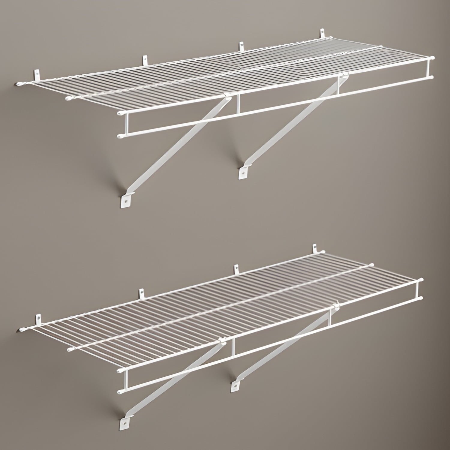 Set of 2 Wire Shelf Kit, 3 ft Wall Mounted Wire Shelves, Heavy-Duty Carbon Steel Hanging Shelf, Floating Wall Storage Shelves with Dip Coating, for Closet, Bedroom, Living Room, Office, Pantry
