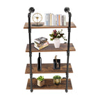 Industrial Pipe Shelving Wall Mounted Rustic Metal Floating Shelves, Steampunk Real Wood Book Shelves For A Living Room, Supermarket, Bedroom