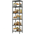 melmine Slim Vertical Storage Shelf,6-Tier Narrow Storage Rack for Bathroom Small Spaces,Adjustable Metal Shelving Unit,15.8"W x 11.8"D x 63"H,Black