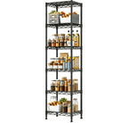 melmine Slim Vertical Storage Shelf,6-Tier Narrow Storage Rack for Bathroom Small Spaces,Adjustable Metal Shelving Unit,15.8"W x 11.8"D x 63"H,Black