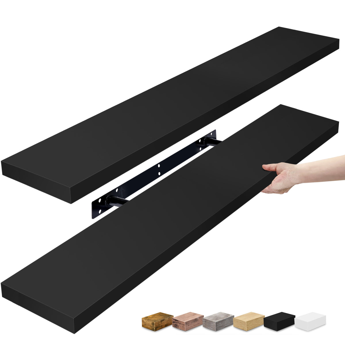 Sorbus Extra Long Floating Rectangle Shelves – 35" L x 9" D x 1.5" H Faux Wood Wall Shelves