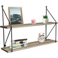 Sorbus Floating Shelf with Metal Brackets, 24"L x 6" W x 16" H Wall Mounted Rustic Wood Wall Storage