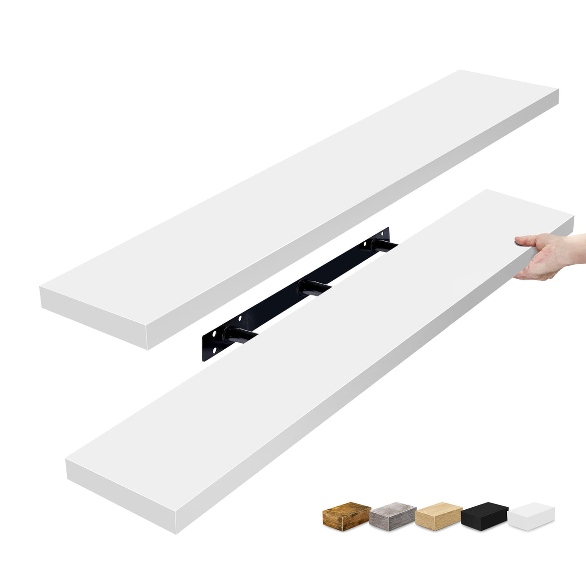 Sorbus 2-Pack Extra Long Floating Wall Shelves, 48" x 9", White – Farmhouse Style Shelves for Bedroom, Kitchen, Living Room & Bathroom
