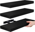 Sorbus 16.25" Black Floating Shelves (Set of 3) – Wall Storage for Décor, Frames, Trophies