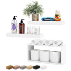 Sorbus Floating Shelves for Wall Set of 3 - Bathroom Shelves for Wall Storage, Over Toilet, Bedroom, Farmhouse, Wall Decor - 2 Floating Shelves with Invisible Brackets & 1 Rectangular Box