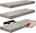 Sorbus 16.25" Gray Rustic Floating Shelves (Set of 3) – Wall Storage for Décor, Frames, Trophies
