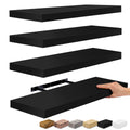 Sorbus Wall Mounted Floating Shelves for Wall Décor - Large 24 Inch, 4 Pack, Black