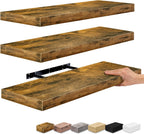 Sorbus Wall Mounted Floating Shelves for Wall Décor - Large 24 Inch, 3 Pack, Rustic Wood