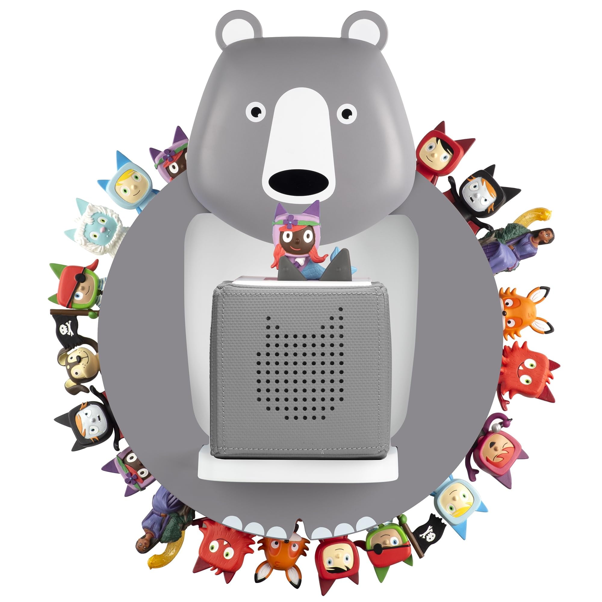 For Toniebox Creative Bear Children's Magnetic Floating Shelf and for Tonies for 30-48 Figures - Wall Shelf for The Music Box - for Playing and Collecting - for Children's Baby Rooms (Grey)