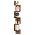 Topbuy 5-Tier Corner Shelf Wall Mount Floating Corner Bookshelf Industrial Corner Ladder Shelf Coffee